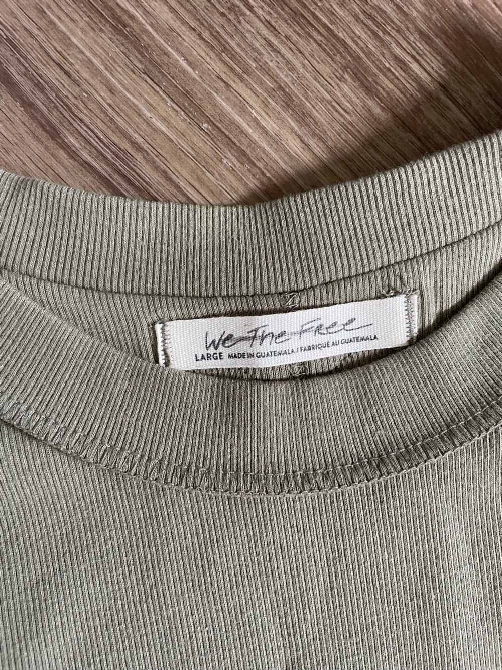 We The Free - Free People Women's Kate Ribbed Tee Olive Green - Picture 3 of 4
